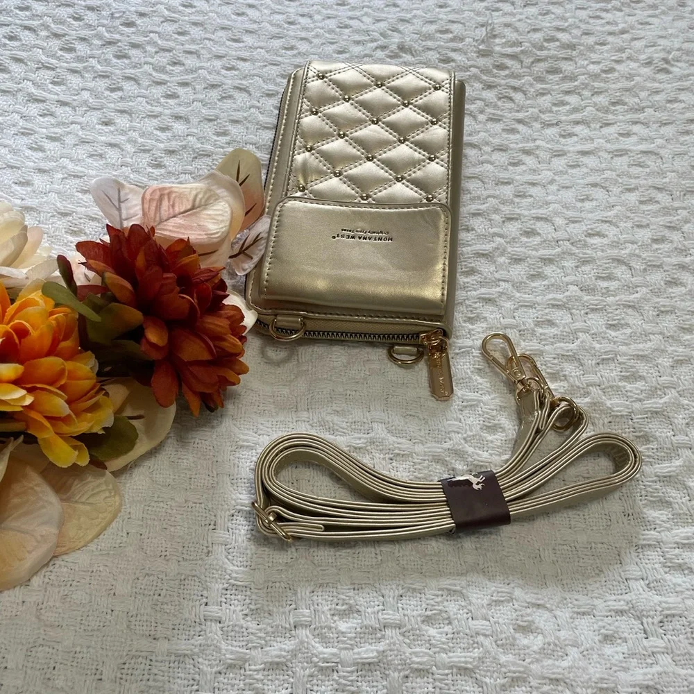 Elegant Gold Phone‎ Wallet with Strap